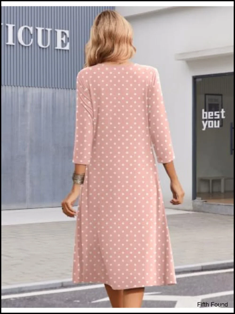 Women's Casual Midi T-Shirt Dress with Pockets 3/4 Sleeve Summer Sundress